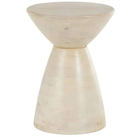 18" Cream Mango Wood Accent Table